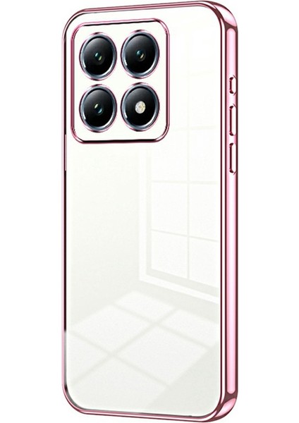 Xiaomi 14T Pro Kılıf Galvanik Çerçeve Yumuşak Tpu Telefon Kılıfı-Pembe (Yurt Dışından)