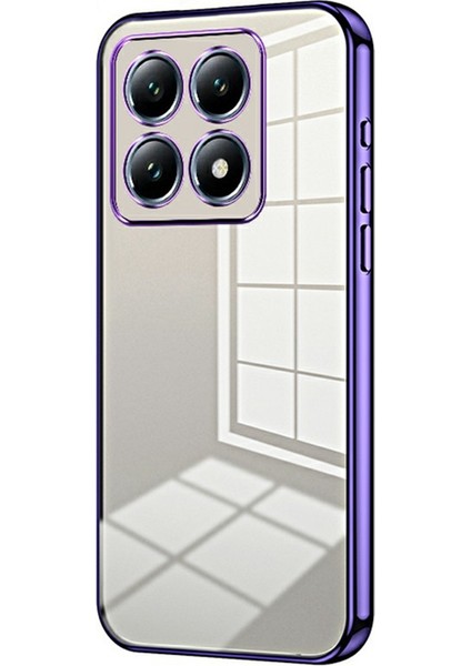Xiaomi 14T Pro Kılıf Galvanik Çerçeve Yumuşak Tpu Telefon Kılıfı-Mor (Yurt Dışından)