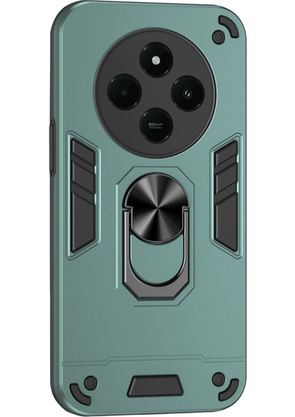 Xiaomi Redmi A4 5g Kılıf Pc+Tpu Drop Defend Telefon Kılıfı Halkalı Kickstand-Yeşil (Yurt Dışından)