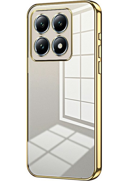 Xiaomi 14T Pro Kılıf Galvanik Çerçeve Yumuşak Tpu Telefon Kılıfı-Altın (Yurt Dışından)