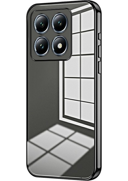 Xiaomi 14T Pro Kılıf Galvanik Çerçeve Yumuşak Tpu Telefon Kılıfı-Siyah (Yurt Dışından)