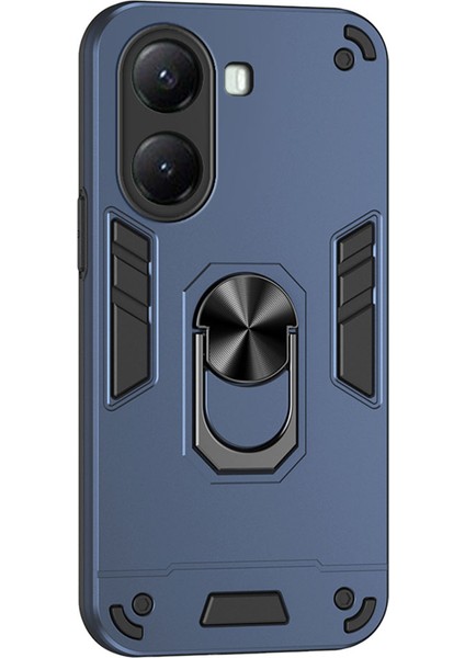Xiaomi Poco X7 Pro 5g Kılıf Pc+Tpu Drop Defend Telefon Kılıfı Halkalı Ayaklık-Mavi (Yurt Dışından)