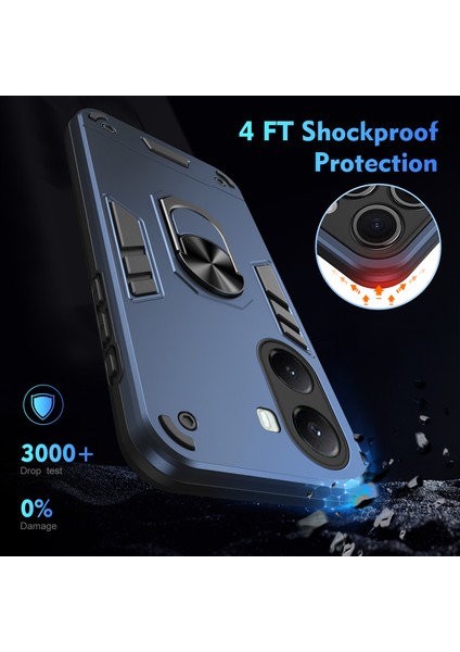 Xiaomi Poco X7 Pro 5g Kılıf Pc+Tpu Drop Defend Telefon Kılıfı Halkalı Ayaklık-Mavi (Yurt Dışından) modelleri