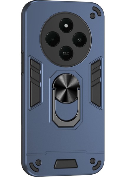 Xiaomi Redmi A4 5g Kılıf Pc+Tpu Drop Defend Telefon Kılıfı Halkalı Ayaklık-Mavi (Yurt Dışından)