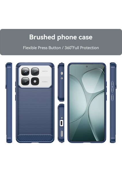 Xiaomi 14T Pro Kılıfı Karbon Fiber Doku Tpu Fırçalanmış Telefon Kılıfı-Mavi (Yurt Dışından) modelleri
