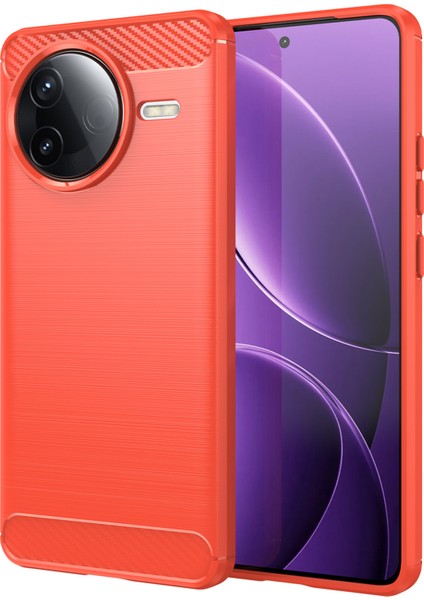 Xiaomi Poco F7 Pro 5g/redmi K80 5g Kılıf Koruyucu Telefon Kılıfı Karbon Fiber Doku Fırçalanmış-Kırmızı (Yurt Dışından)