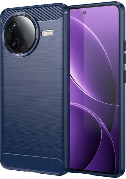 Xiaomi Poco F7 Pro 5g/redmi K80 5g Kılıf Koruyucu Telefon Kılıfı Karbon Fiber Doku Fırçalanmış-Mavi (Yurt Dışından)