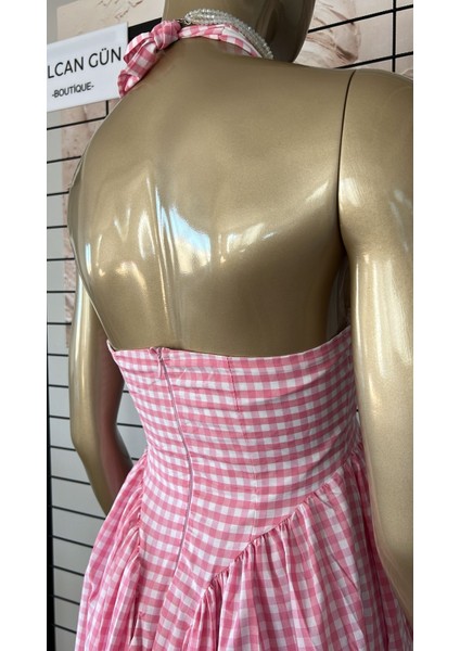 Omuz Bağlamalı Etek Kabartmalı Pitikare Elbise