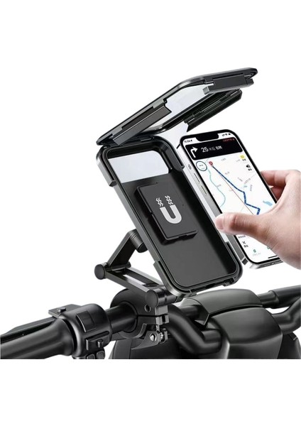 Elektrikli Motosiklet Su Geçirmez Navigasyon Cep Telefonu Tutucu Sürücü Tamamen Kapalı Dokunmatik Ekran Pil Araba Yağmur Kılıfı (Yurt Dışından)