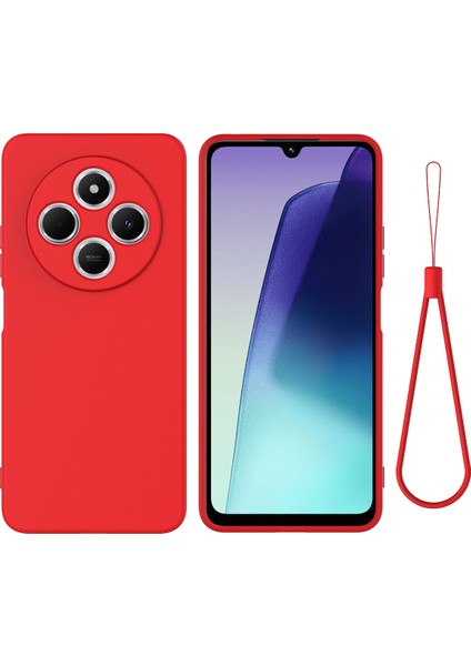 Xiaomi Poco C75 4g/redmi 14R 5G/14C 4g/a4 5g Kılıf Sıvı Silikon Çizilmez Telefon Kılıfı El Kayışı Ile-Kırmızı (Yurt Dışından)
