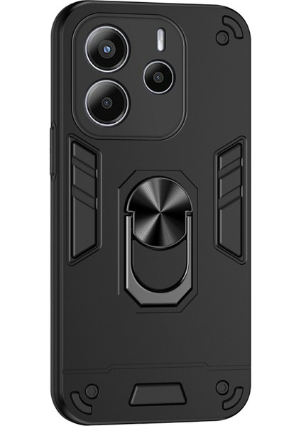 Xiaomi Redmi Note 14 4g (164.84MM) Kılıf Pc + Tpu Drop Defend Telefon Kılıfı Halka Destekli-Siyah (Yurt Dışından)