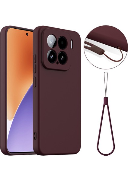 Xiaomi 15 Kılıfı Magsafe Sıvı Silikon Telefon Kılıfı ile Uyumludur - Kordonlu - Şarap Kırmızısı (Yurt Dışından)