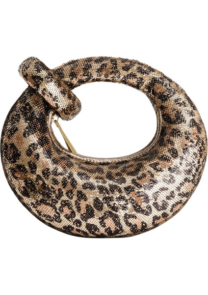 Jw Peı Leopar Abacus Metalik Pullu Mini Üst Saplı Çanta