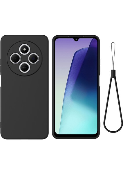 Xiaomi Poco C75 4g/redmi 14R 5G/14C 4g/a4 5g Kılıf Sıvı Silikon Çizilmez Telefon Kılıfı El Kayışı Ile-Siyah (Yurt Dışından)