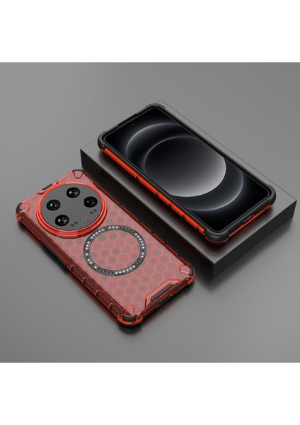 Xiaomi 14 Ultra Manyetik Kılıf Petek Güçlendirilmiş Köşeler Tpu+Pc Telefon Kılıfı-Kırmızı (Yurt Dışından) indirimleri