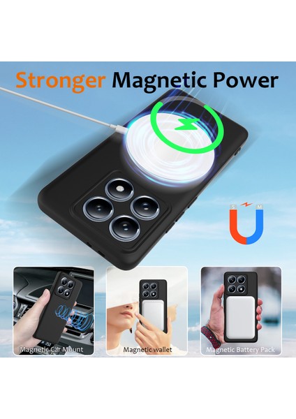 Xiaomi 14T Pro Kılıfı Magsafe Anti-Düşme Sıvı Silikon Telefon Kılıfı ile Uyumlu-Siyah (Yurt Dışından) modelleri