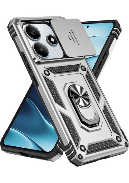 Xiaomi Redmi Note 14 5g Kılıf Pc+Tpu Telefon Kılıfı Lens Korumalı Ayaklı-Gümüş (Yurt Dışından) fiyatları