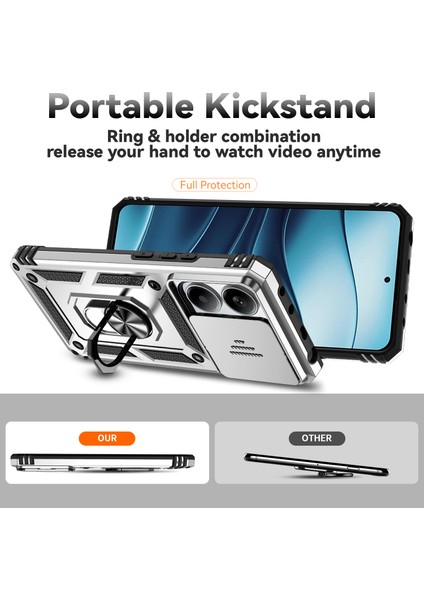 Xiaomi Redmi Note 14 5g Kılıf Pc+Tpu Telefon Kılıfı Lens Korumalı Ayaklı-Gümüş (Yurt Dışından) fırsatları