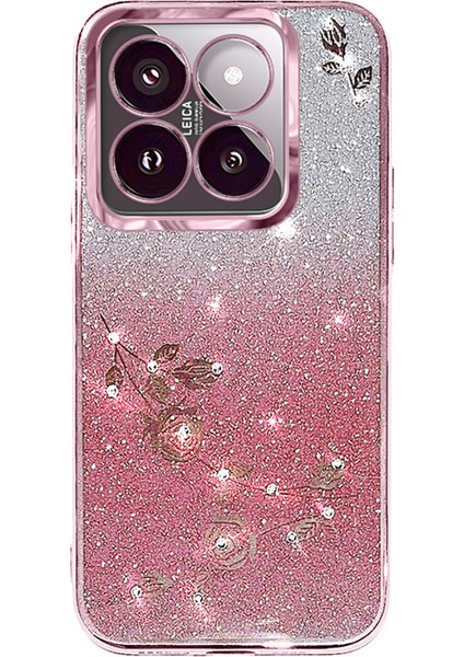 Kadem Xiaomi 14T Pro Kılıf Çiçek Tpu Esnek Degrade Telefon Kılıfı-Gül Altını (Yurt Dışından)