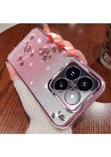 Kadem Xiaomi 14T Pro Kılıf Çiçek Tpu Esnek Degrade Telefon Kılıfı-Gül Altını (Yurt Dışından) modelleri