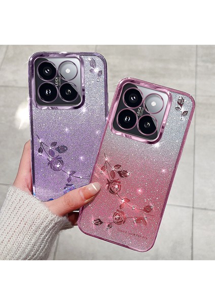 Kadem Xiaomi 14T Pro Kılıf Çiçek Tpu Esnek Degrade Telefon Kılıfı-Gül Altını (Yurt Dışından) fırsatları