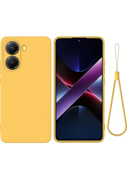 Xiaomi Redmi Turbo 4 5g/xiaomi Poco X7 Pro 5g Sıvı Silikon Kılıf Telefon Arka Kapağı El Kayışı Ile-Sarı (Yurt Dışından)