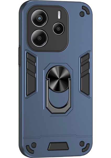 Xiaomi Redmi Note 14 4g (164.84MM) Kılıf Pc + Tpu Drop Defend Telefon Kılıfı Halkalı Ayaklı-Mavi (Yurt Dışından)