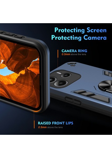 Xiaomi Redmi Note 14 4g (164.84MM) Kılıf Pc + Tpu Drop Defend Telefon Kılıfı Halkalı Ayaklı-Mavi (Yurt Dışından) fırsatları