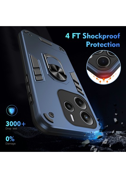 Xiaomi Redmi Note 14 4g (164.84MM) Kılıf Pc + Tpu Drop Defend Telefon Kılıfı Halkalı Ayaklı-Mavi (Yurt Dışından) indirimleri