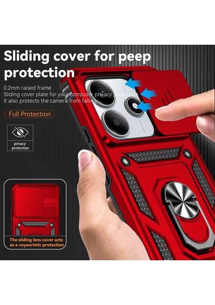 Xiaomi Redmi Note 14 5g Kılıf Pc+Tpu Telefon Kılıfı Lens Korumalı Ayaklı-Kırmızı (Yurt Dışından) indirimleri