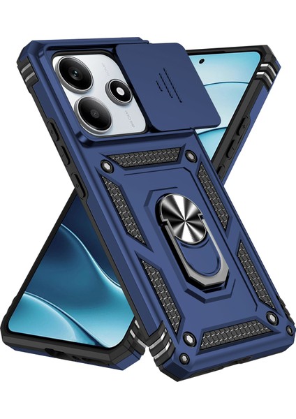 Xiaomi Redmi Note 14 5g Kılıf Pc+Tpu Telefon Kılıfı Lens Korumalı Destek Standı-Mavi (Yurt Dışından) fiyatları