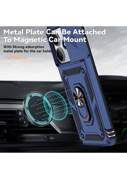 Xiaomi Redmi Note 14 5g Kılıf Pc+Tpu Telefon Kılıfı Lens Korumalı Destek Standı-Mavi (Yurt Dışından) modelleri