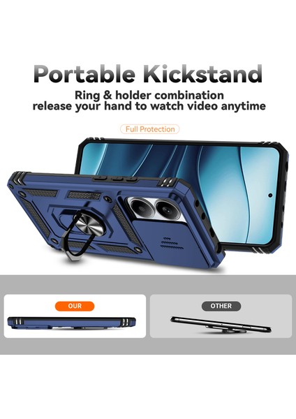 Xiaomi Redmi Note 14 5g Kılıf Pc+Tpu Telefon Kılıfı Lens Korumalı Destek Standı-Mavi (Yurt Dışından) fırsatları