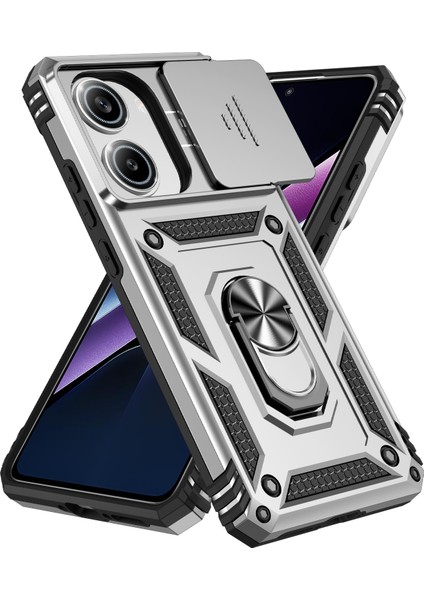 Xiaomi Poco X7 Pro 5g/redmi Turbo 4 5g Kılıf Pc+Tpu Telefon Kılıfı Lens Korumalı Ayaklı-Gümüş (Yurt Dışından) fiyatları