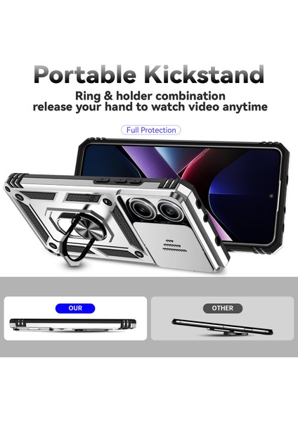 Xiaomi Poco X7 Pro 5g/redmi Turbo 4 5g Kılıf Pc+Tpu Telefon Kılıfı Lens Korumalı Ayaklı-Gümüş (Yurt Dışından) fırsatları