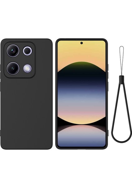 Xiaomi Redmi Note 14S 4g Sıvı Silikon Kılıf Telefon Arka Kapağı El Kayışı Ile-Siyah (Yurt Dışından)