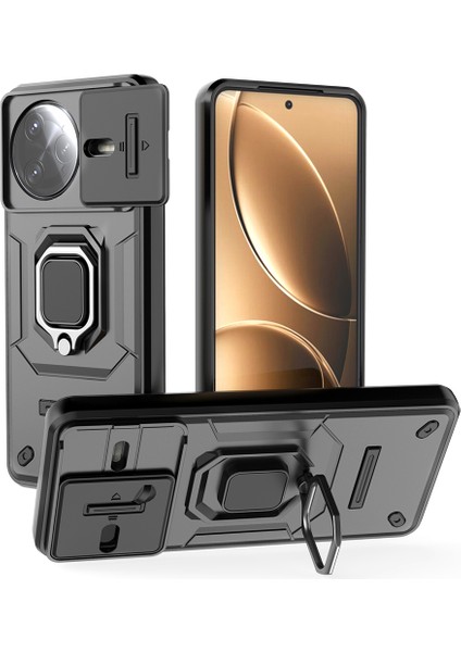 Xiaomi Poco F7 Ultra 5g/redmi K80 Pro 5g Kılıf Pc+Tpu Kickstand Telefon Koruyucu Lens Kapağı Ile-Siyah (Yurt Dışından)