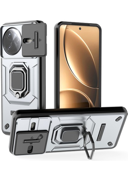 Xiaomi Poco F7 Ultra 5g/redmi K80 Pro 5g Kılıf Pc+Tpu Kickstand Telefon Koruyucu Lens Kapağı Ile-Gri (Yurt Dışından)