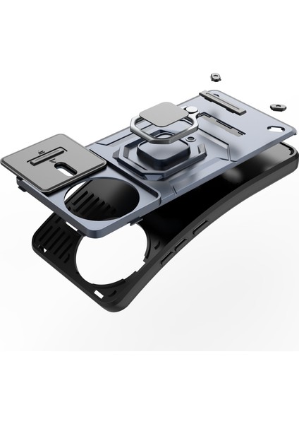 Xiaomi Poco F7 Ultra 5g/redmi K80 Pro 5g Kılıf Pc+Tpu Kickstand Telefon Koruyucu Lens Kapağı Ile-Gri (Yurt Dışından) modelleri