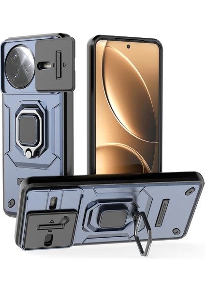 Xiaomi Poco F7 Ultra 5g/redmi K80 Pro 5g Kılıf Pc+Tpu Kickstand Telefon Koruyucu Lens Kapağı-Mavi (Yurt Dışından)