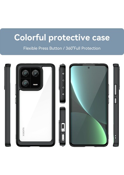 Xiaomi 13 Pro 5g Kılıf Tpu+Akrilik Koruyucu Şeffaf Telefon Kılıfı-Siyah (Yurt Dışından) modelleri