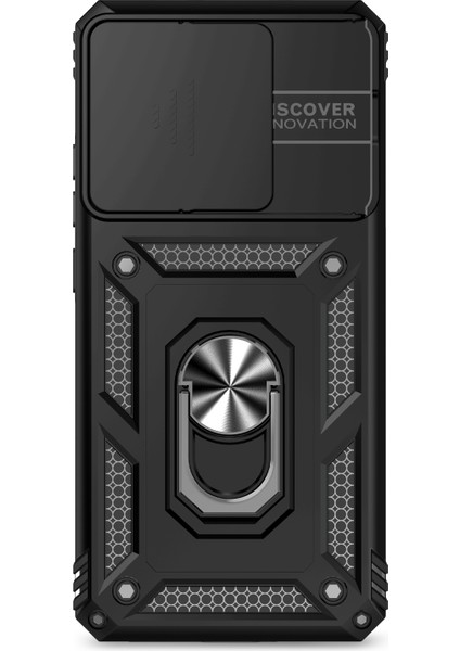 Xiaomi Poco X7 Pro 5g/redmi Turbo 4 5g Kılıf Pc+Tpu Telefon Kılıfı Lens Korumalı Ayaklı-Siyah (Yurt Dışından) modelleri