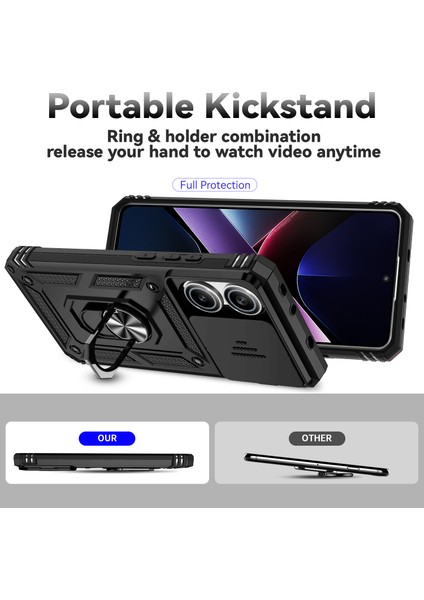 Xiaomi Poco X7 Pro 5g/redmi Turbo 4 5g Kılıf Pc+Tpu Telefon Kılıfı Lens Korumalı Ayaklı-Siyah (Yurt Dışından) fırsatları