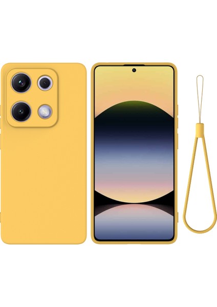 Xiaomi Redmi Note 14S 4g Sıvı Silikon Kılıf Telefon Arka Kapağı El Kayışı Ile-Sarı (Yurt Dışından)