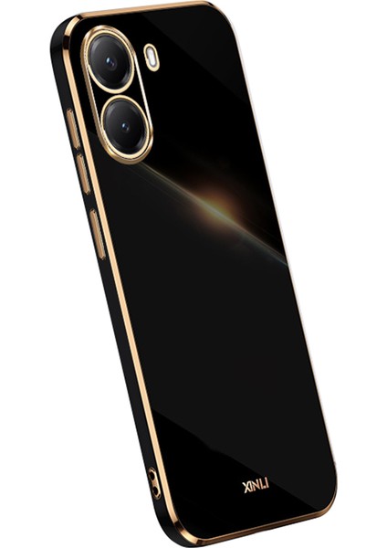 Xınlı Xiaomi Poco X7 Pro 5g Kılıf Tpu Telefon Kılıfı Galvanik Çerçeveli-Siyah (Yurt Dışından)