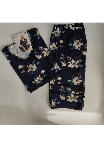 Yasemin Desenli Büyük Beden Kadın Pijama Takımı