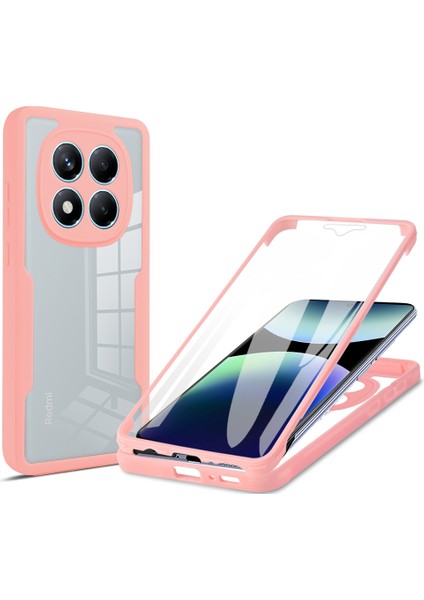Xiaomi Redmi Note 14 Pro 4G Kılıf Akrilik+TPU Şeffaf Telefon Kılıfı PET Ekran Filmi-Pembe (Yurt Dışından)