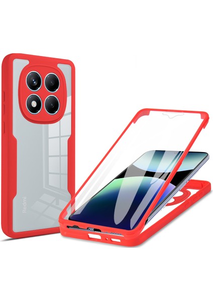 Xiaomi Redmi Note 14 Pro 4G Kılıf Akrilik+TPU Şeffaf Telefon Kılıfı PET Ekran Filmi-Kırmızı (Yurt Dışından)