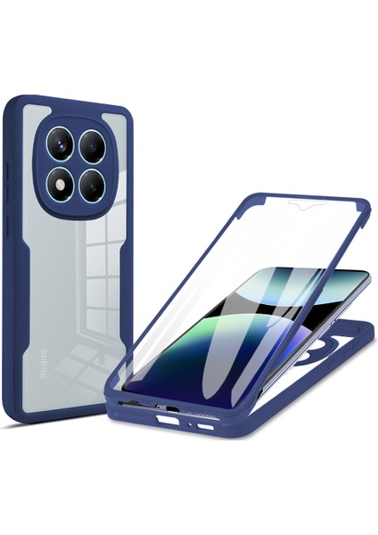 Xiaomi Redmi Note 14 Pro 4G Kılıf Akrilik+TPU Şeffaf Telefon Kılıfı PET Ekran Filmi-Mavi (Yurt Dışından)