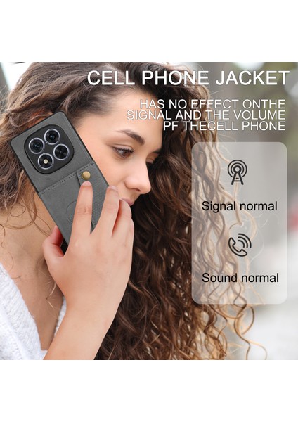 Xiaomi Redmi Note 14 Pro 4g Kılıf Kart Yuvaları Kickstand Deri+Tpu Telefon Kılıfı-Gri (Yurt Dışından) fiyatları